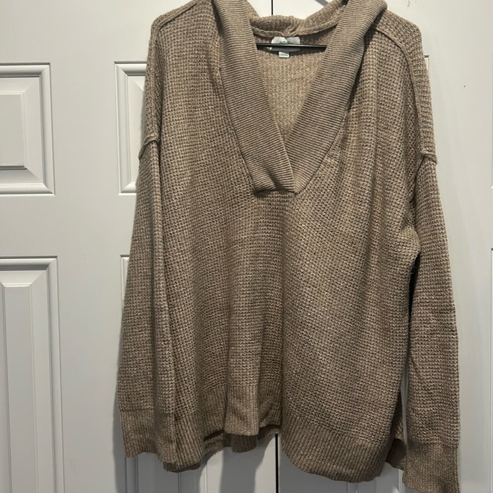 Aerie hooded tan sweater